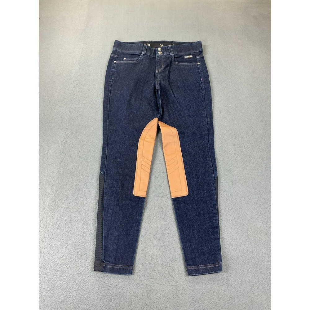 Kerrits Jeans Womens S Blue Skinny Stretch Riding Breeches Leather Patch